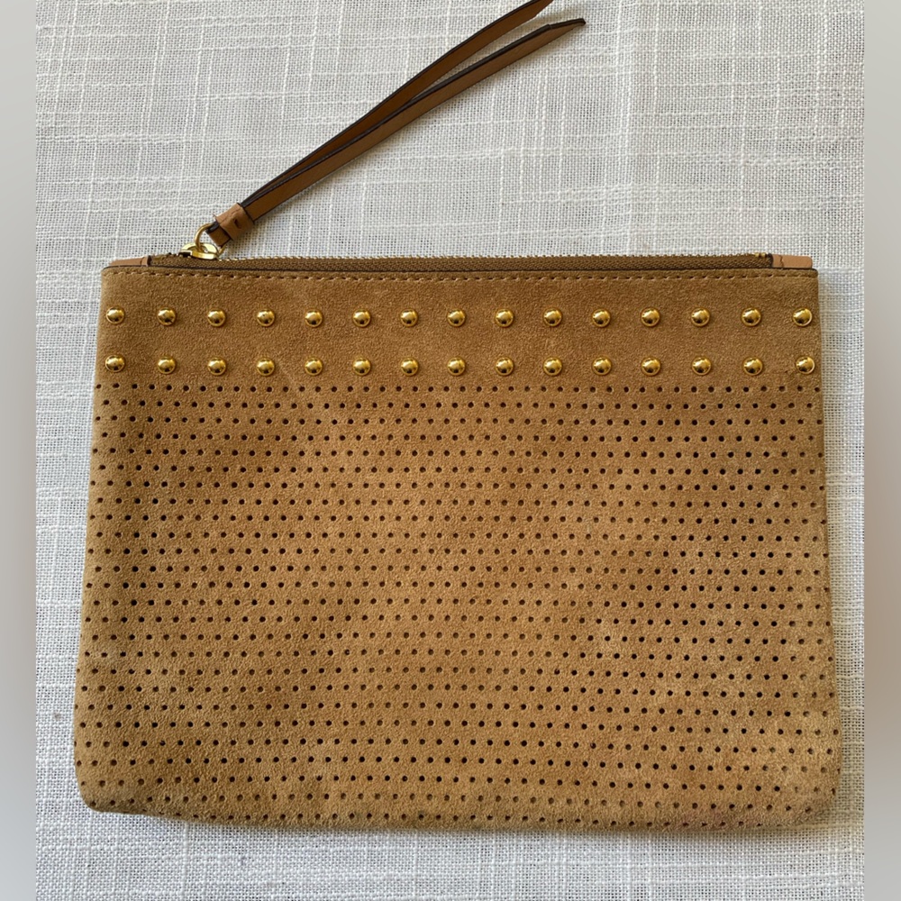 SALE BANANA REPUBLIC COW HIDE LEATHER CLUTCH GOLD STUDS